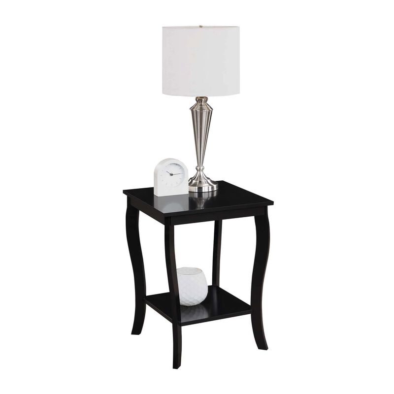 Convenience Concepts American Heritage Square End Table with Shelf, Black