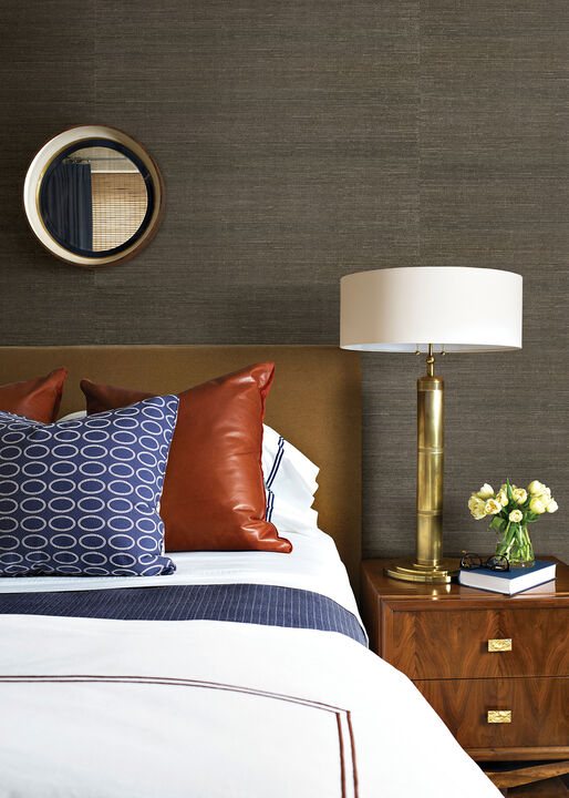 Ming Taupe Grasscloth Wallpaper