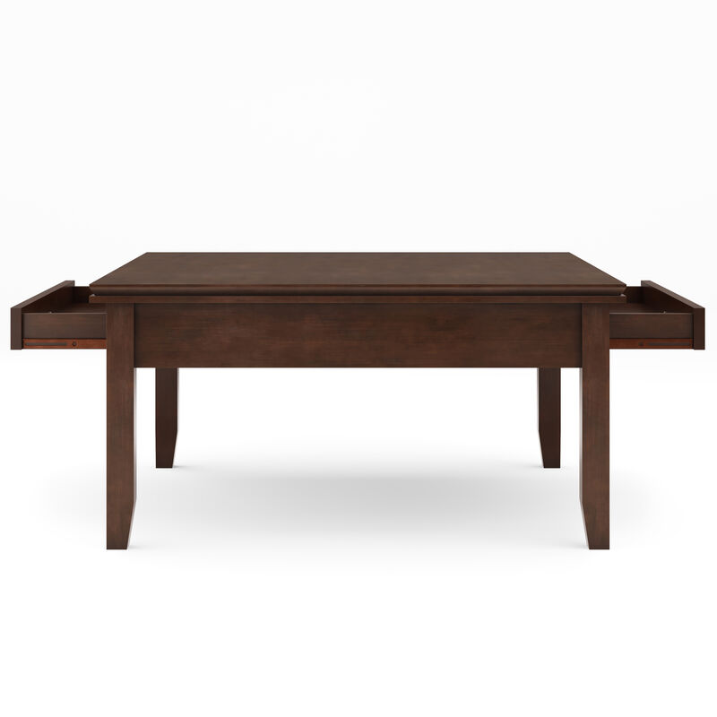 Artisan SOLID WOOD 36 inch Wide Square Transitional Square Coffee Table in Russet Brown