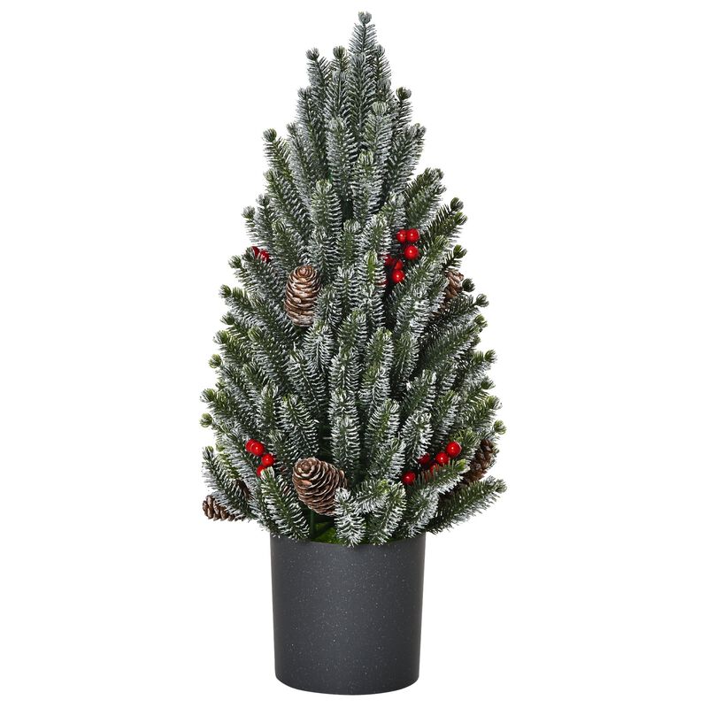 18 ft Tall Unlit Miniature Snow-Flocked Tabletop Artificial Christmas Tree