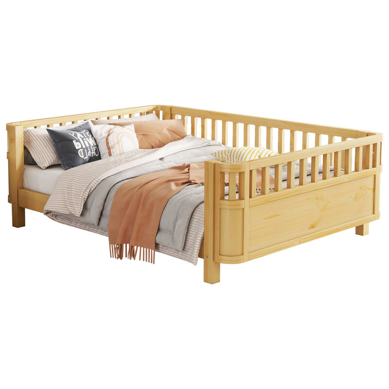 Whisen Platform Bed with Rails, Sturdy Wooden Frame image number 0