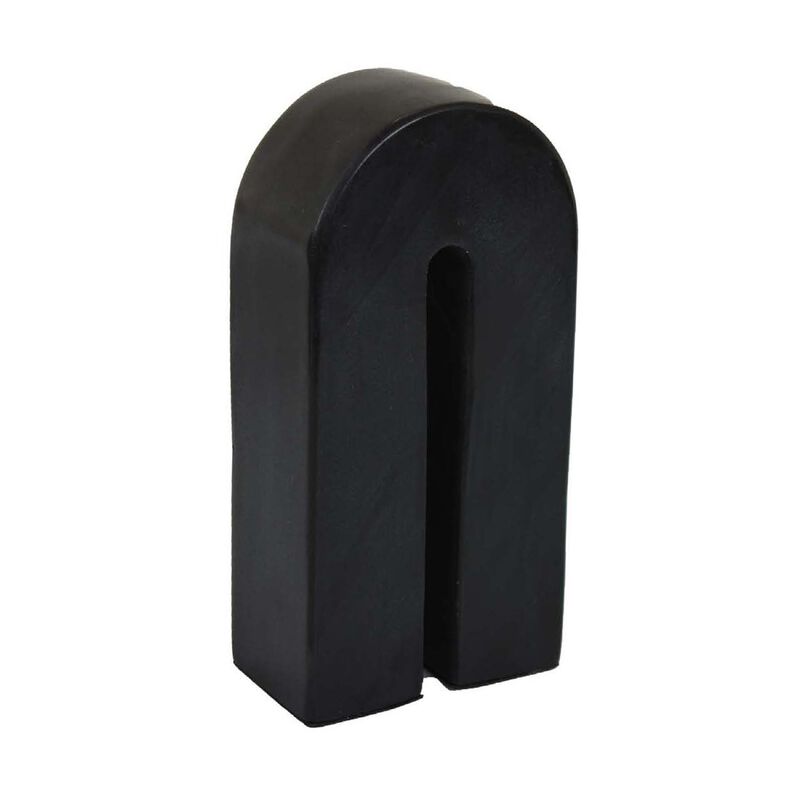 Modern Decorative Arch Sculpture in Matte Black Solid Marble, 8 Inch - Benzara