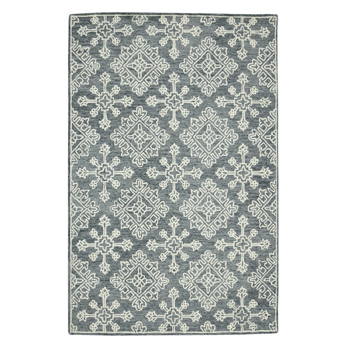 HomeRoots Wool Oriental Hand Hooked Area Rug