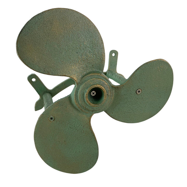 Nautical Propeller Hose Holder &ndash; Verdigris/Bronze, Cast Iron, Holds 75 Ft
