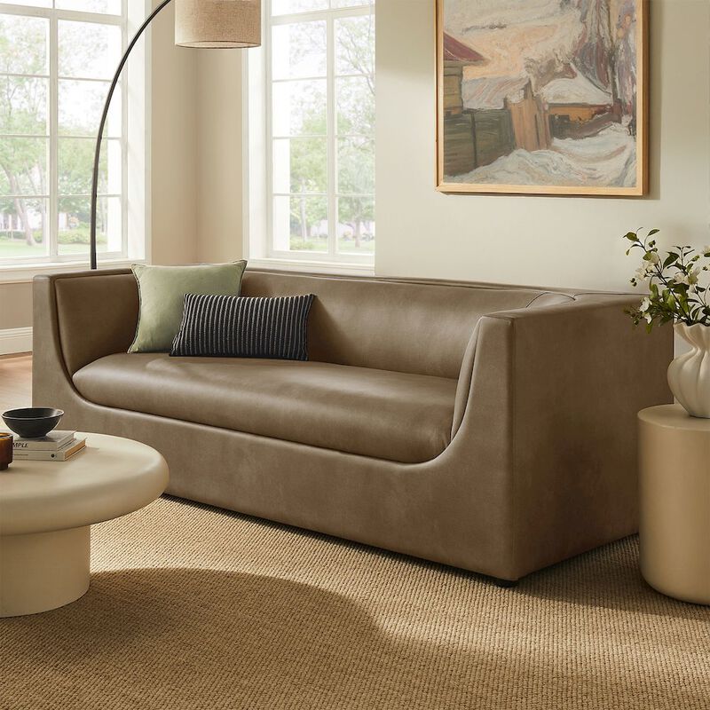 Hilda 86" Curved Back Vegan Leather Sofa image number 8