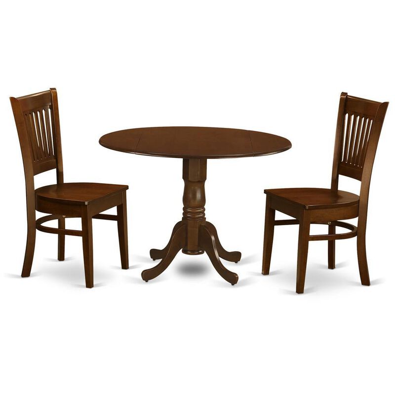 3 Pc 2-drop-leaf Table and 2 Wood Seat Chairs