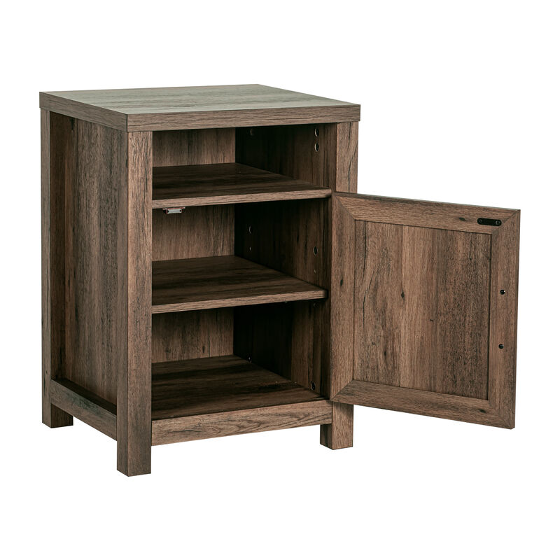 Farmhouse Barn Door Nightstand End Table with Adjustable Shelves