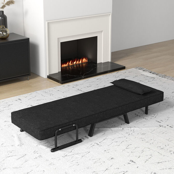 Convertible Folding Sleeper Lounge Chair with 6 Positions and Plush Pillow