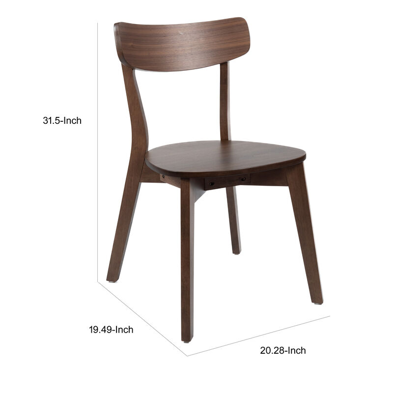Aby Set of 2 Dining Side Chairs, Wooden Round Seat, Open Panel Back, Walnut Brown image number 4