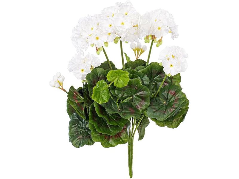 White Artificial Geranium Flowers Home Decor Vickerman image number 0