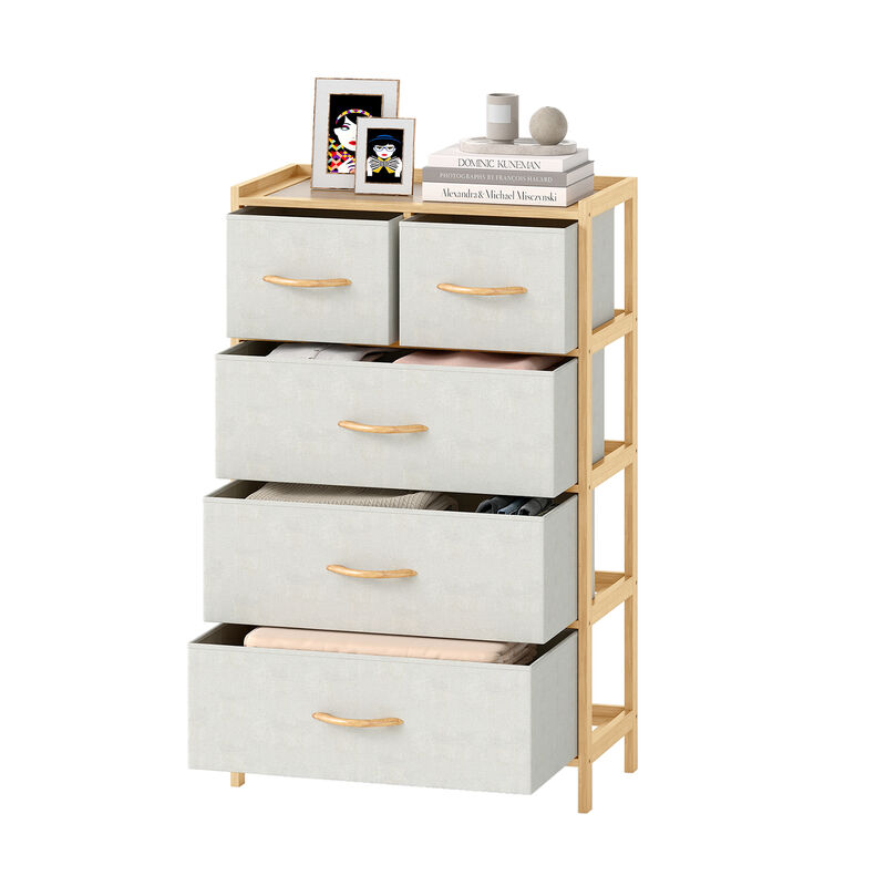 Natural 5-Drawer Bedroom Dresser with Top Shelf Storage image number 3