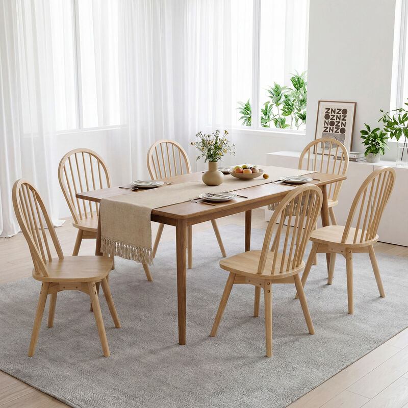 Set of 4 Swivel Windsor Dining Chairs with Solid Rubberwood Frames image number 1