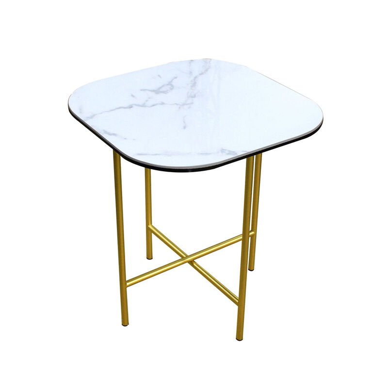 HomeRoots 22" White And Gold Ceramic And Metal Square End Table image number 2