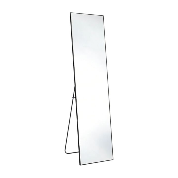HomeRoots 55" Black Aluminum Wall Mount Leaning Or Freestanding Framed Full Length Mirror