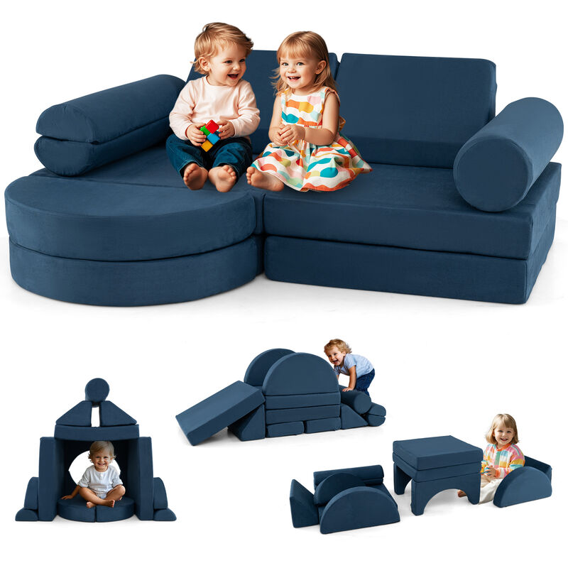 13 Pieces Convertible Modular Kids Play Couch for Nursery Playroom Bedroom