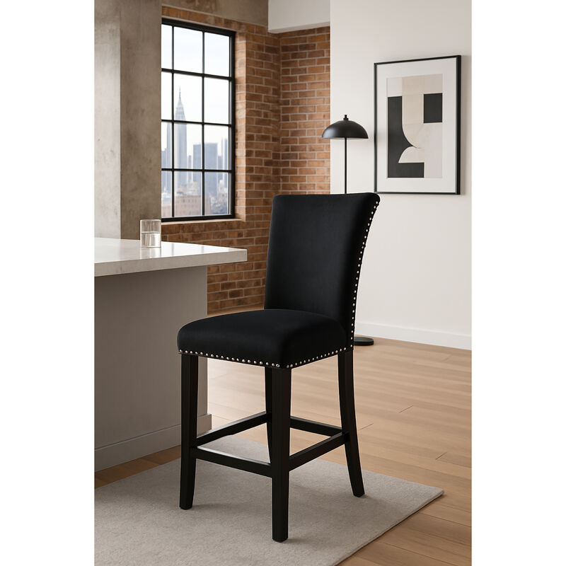 Black Upholstered Bar Stools Set of 2 image number 4