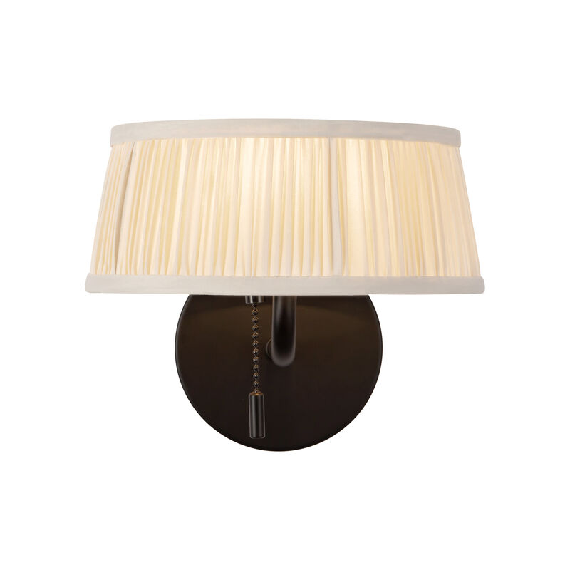 Scout 7-in Damp-Rated Wall/Vanity Light with Patterned Pleated Linen Shade image number 4