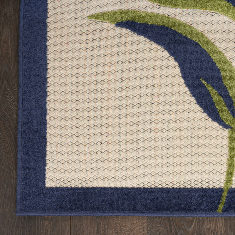 HomeRoots 12' X 15' Ivory Blue And Orange Floral Indoor Outdoor Area Rug image number 5