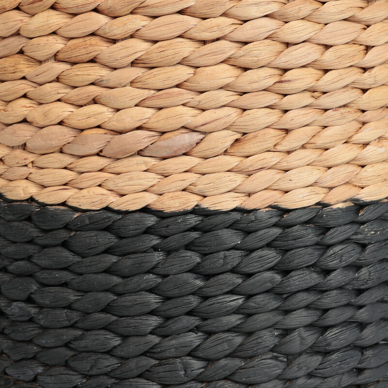 Aimee 15.7" Modern Minimalist Two-Tone Hand-Woven Hyacinth Stool