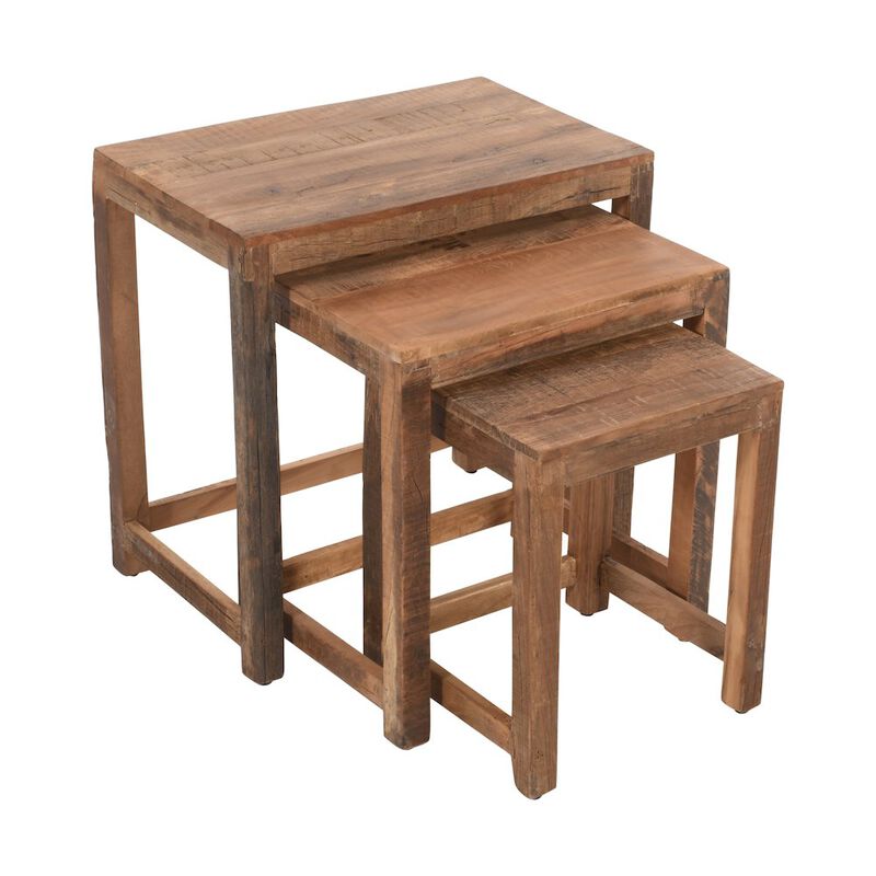 Jofran Reclamation Rustic Reclaimed Solid Wood Three-Piece Nesting Tables