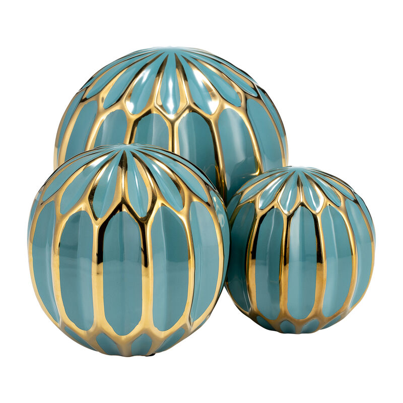 Ceramic S/3 Orbs, Turq/Gold image number 5