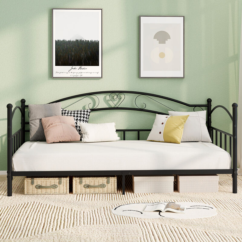 Twin Metal Daybed Frame with Headboard, Modern Bedroom Bed image number 3
