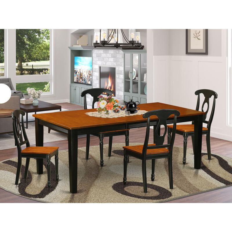 East West Furniture 5  PC  Dining  room  set-Dining  Table  with  4  Wood  Dining  Chairs image number 3