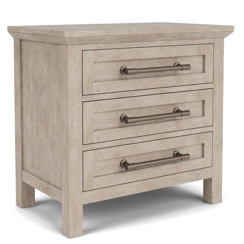 FurniFact Solid Wood Gray Nightstand &ndash; 26 Inch High End Table with 3 Drawers
