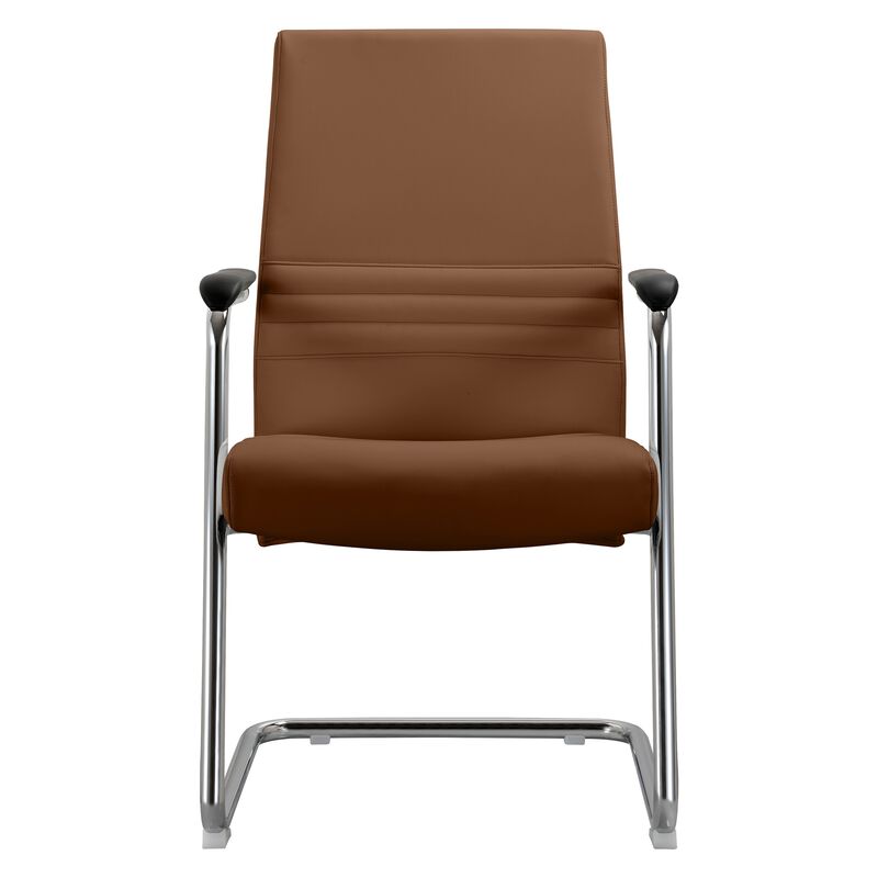 LeisureMod Aleen Mid-Century Modern Office Chair with Upholstered Seat and Metal Armrest