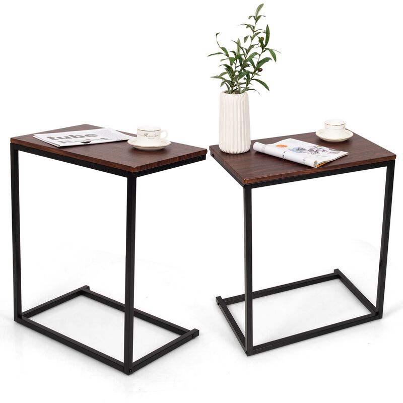 Beside Sofa Laptop Holder End Stand Desk-Dark Brown