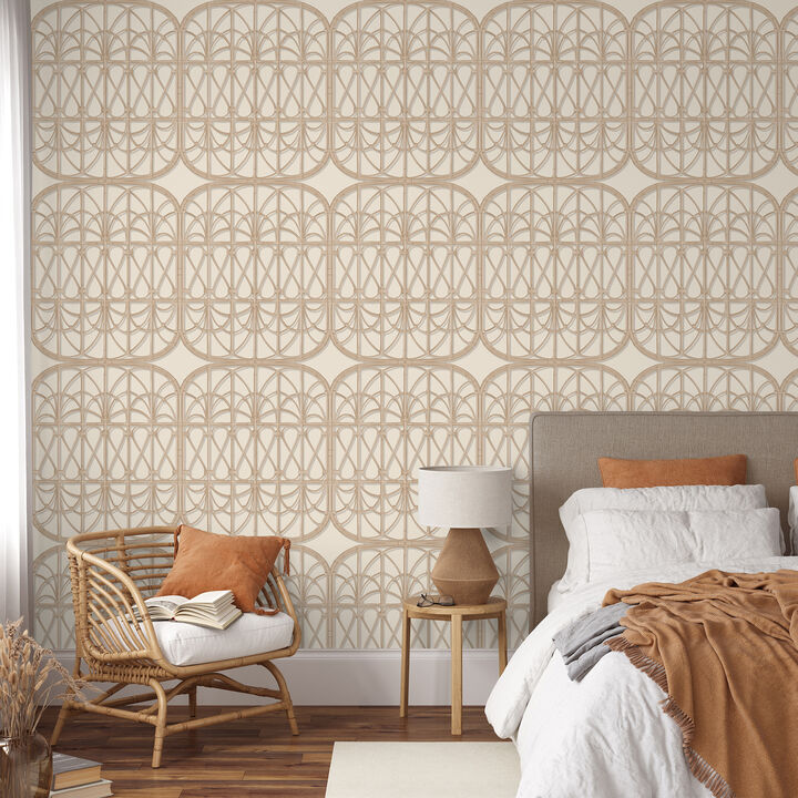 Lattice Rattan Panels Wallpaper