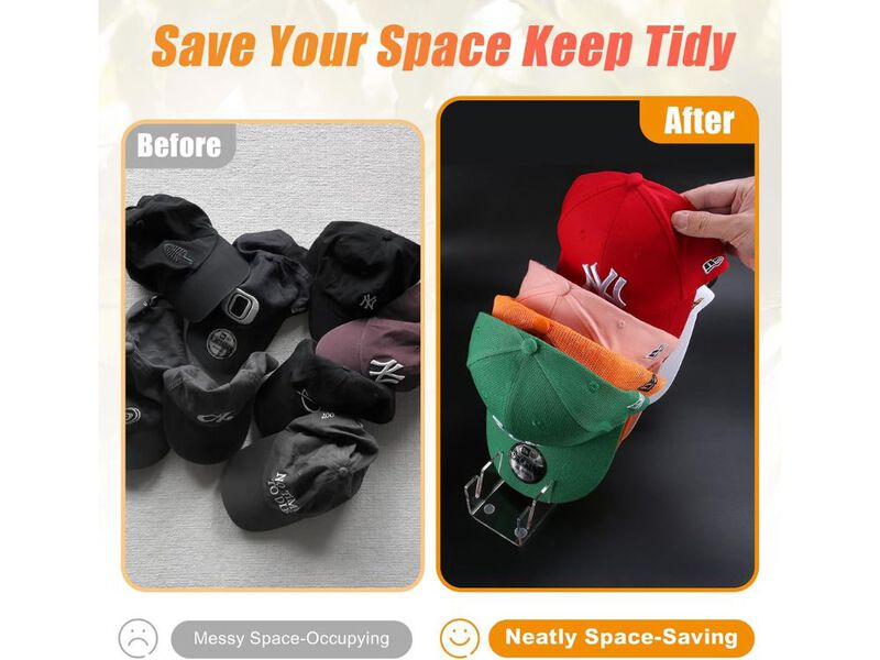 Hat Stand For Baseball Caps, 2 Pack No Install Acrylic Hat Organizer For 14 Base image number 1
