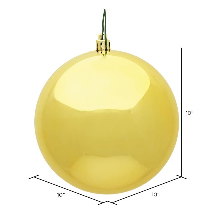 Vickerman 10" Honey Gold Shiny Ball Ornament.