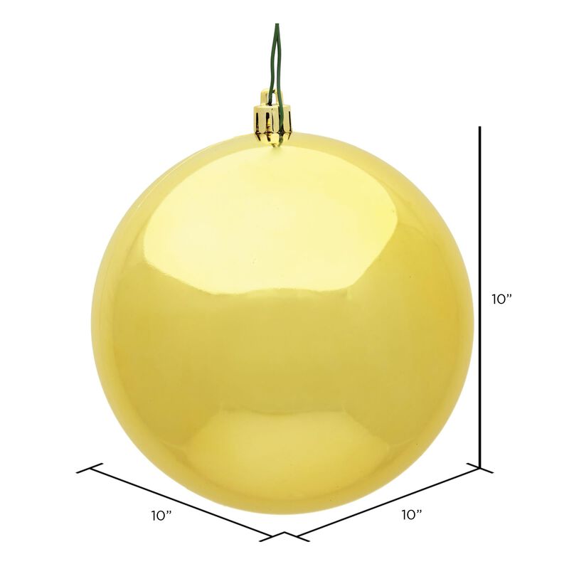 Vickerman 10" Honey Gold Shiny Ball Ornament. image number 1