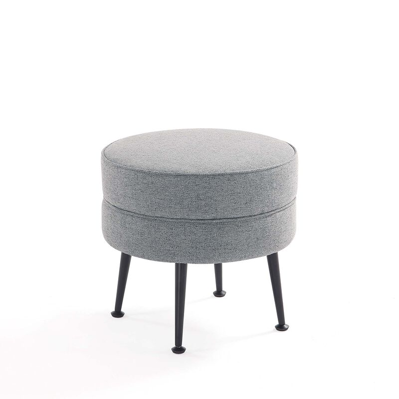 Bailey Gray and Black Ottoman