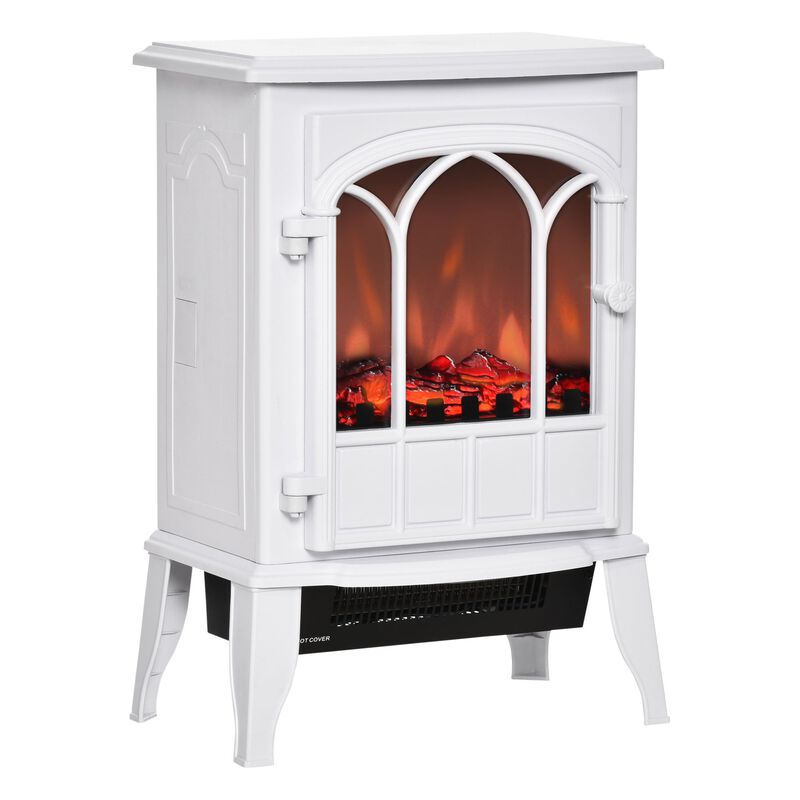 White Electric Fireplace: Freestanding with LED Flame image number 0