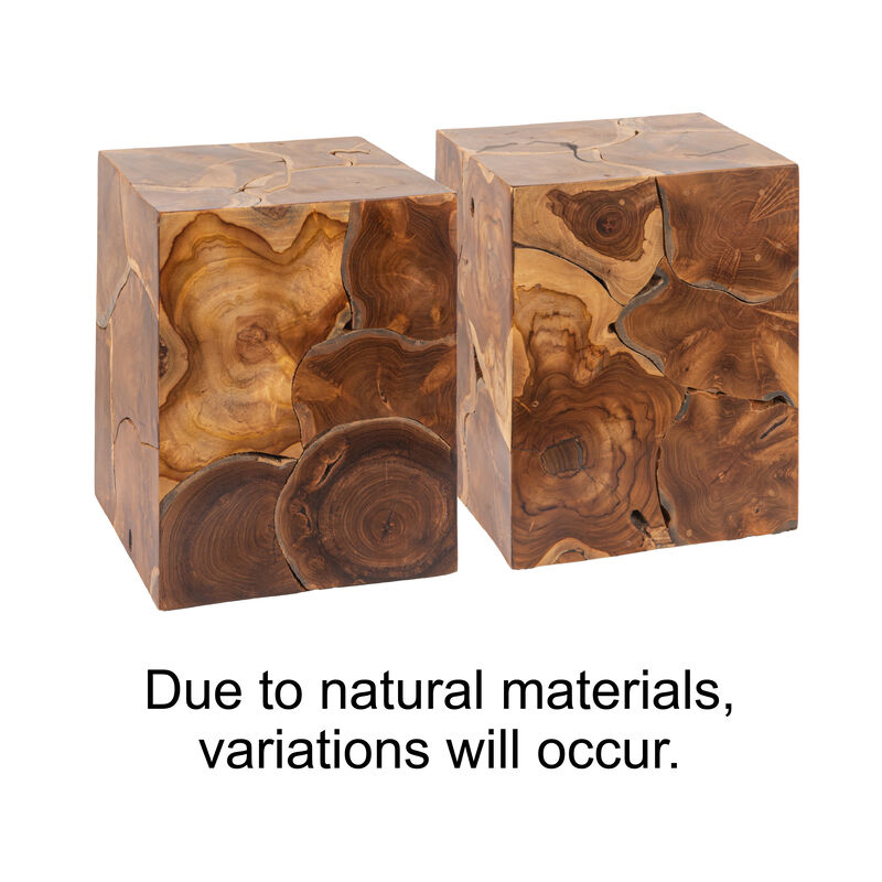 Rowena Interiors Teakwood Root Square End Table, Natural image number 1
