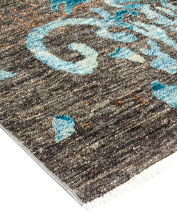 Eclectic, One-of-a-Kind Hand-Knotted Area Rug  - Gray, 5' 0" x 8' 2"
