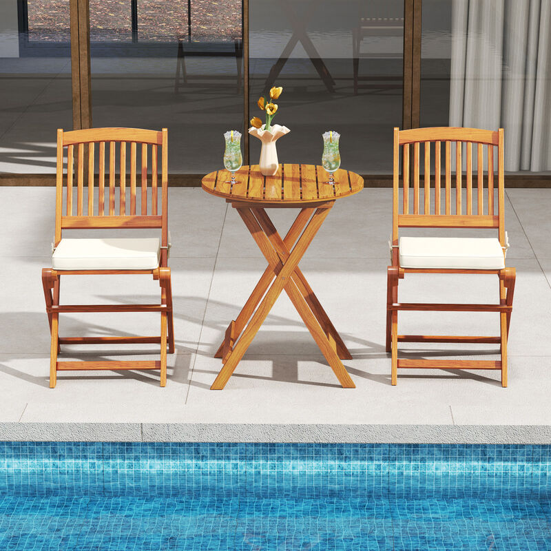 Outdoor Folding Chairs with Seat Cushions Set of 2