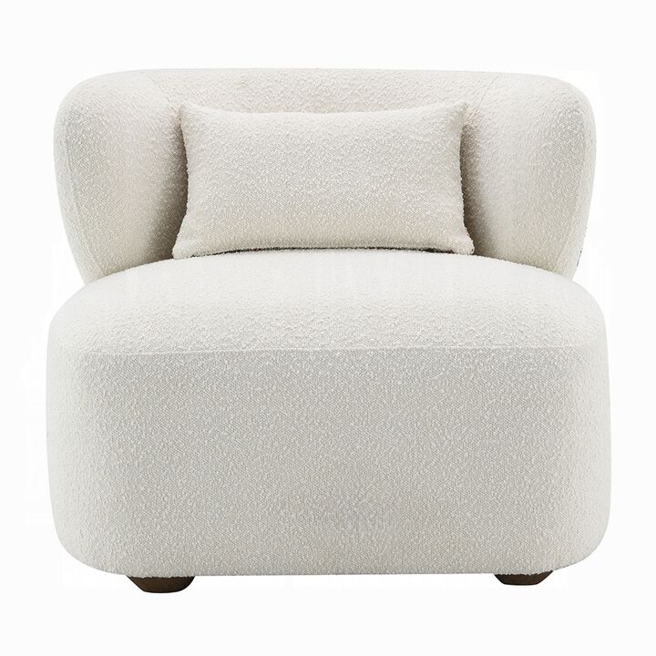Remus Accent Oversize Chair, Beige Boucle, Round Curved Backrest