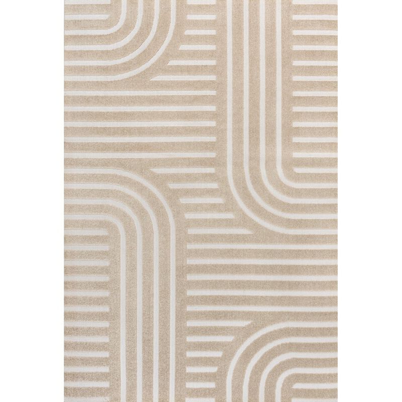 Anders MidCentury Modern Arch Stripe Two-Tone High-Low Indoor Area Rug