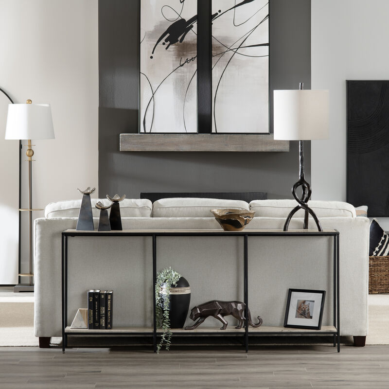 Crosby Travertine Console Table image number 1