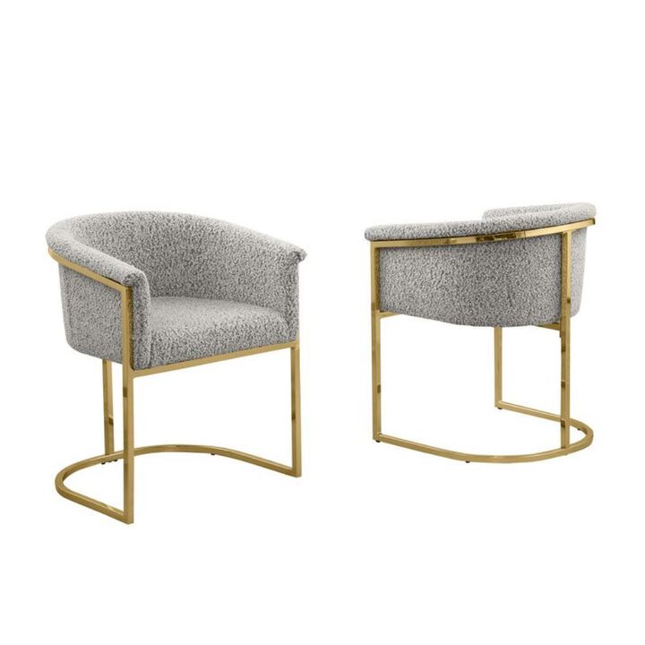 Best Quality teddy Boucle in rich gray side chair - Set of 2