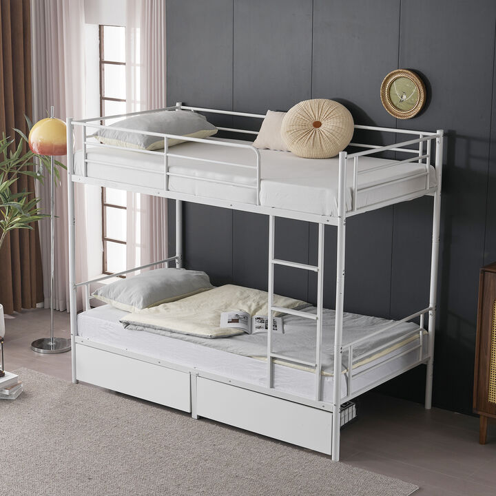 Convertible Bunk Bed with 2 Drawers - Stylish, Functional Bed With Storage Solution