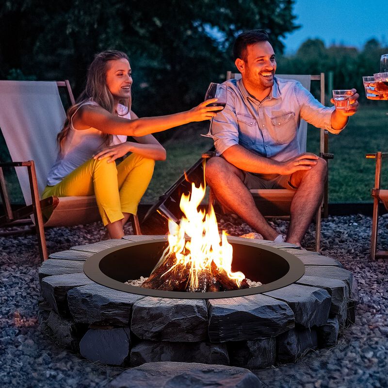 Campfire Ring – Round Outer Steel Fire Pit Liner, Ideal for DIY Firepit Builds on Patios, Lawns or Gardens