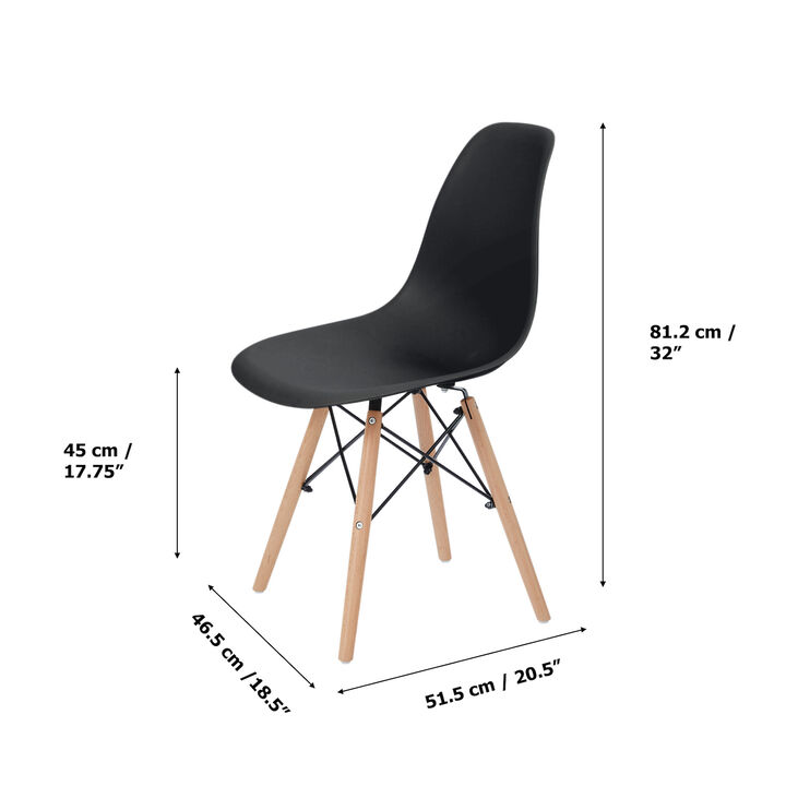 Teamson Home - Allan Plastic Side Dining Chair with Wood Legs Set of 2