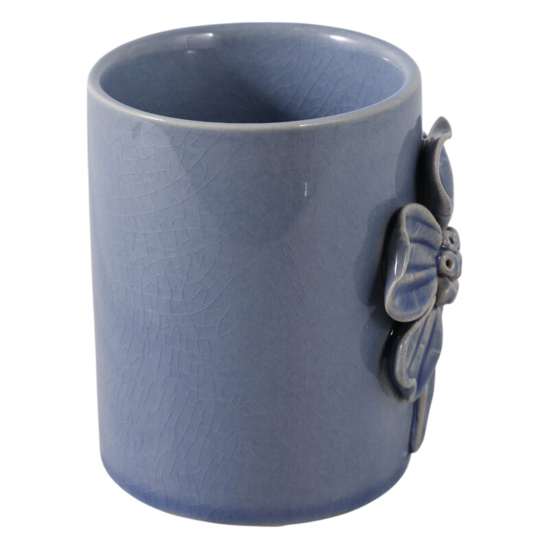4" Flower Applique Pencil Cup, Blue image number 2