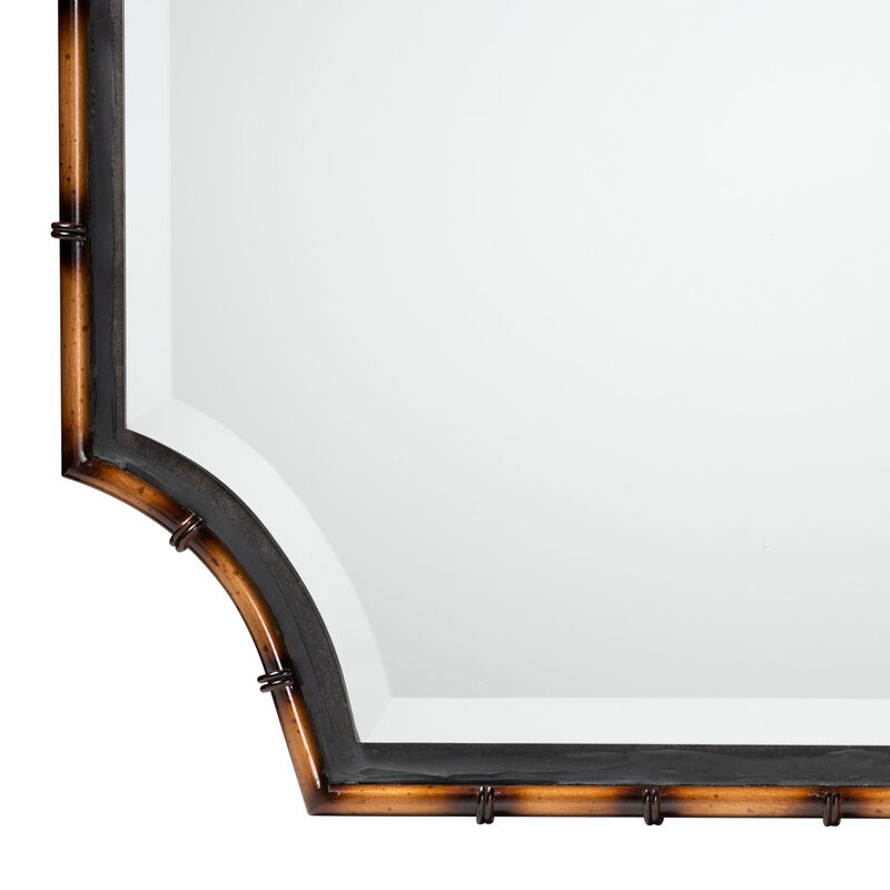 Baxton Studio Lieven Rustic Two-Tone Light Brown and Black Finished Metal Accent Wall Mirror