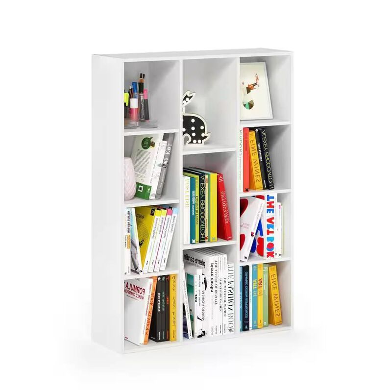 Hivvago Modern 42-inch High Bookcase with 11-Cube Open Shelves in White Wood Finish