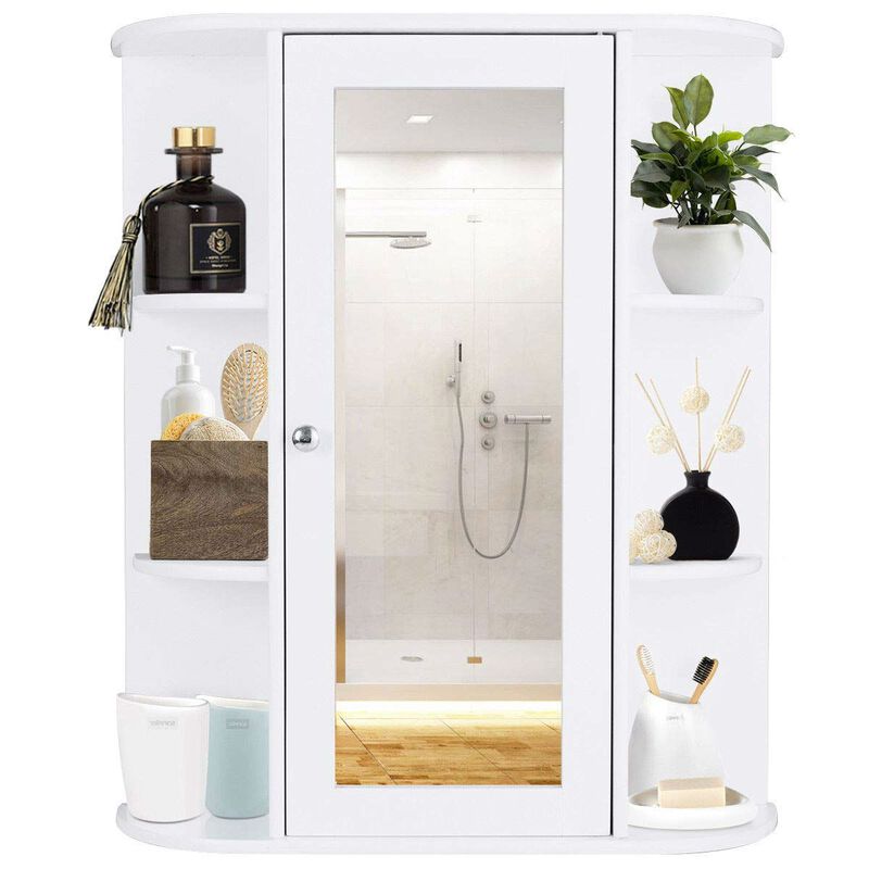 Hivvago White Bathroom Wall Mounted Medicine Cabinet with Storage Shelves